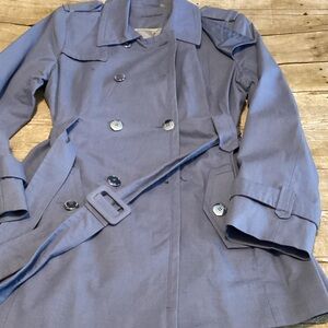 Calvin Klein Women's Slate Blue Double-Breasted Trench Coat